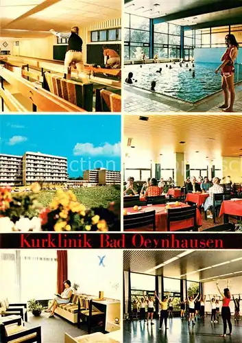 AK / Ansichtskarte Bad_Oeynhausen Kurklinik Kegelbahn Hallenbahn Speisesaal Lesezimmer Gymnastikraum Bad_Oeynhausen