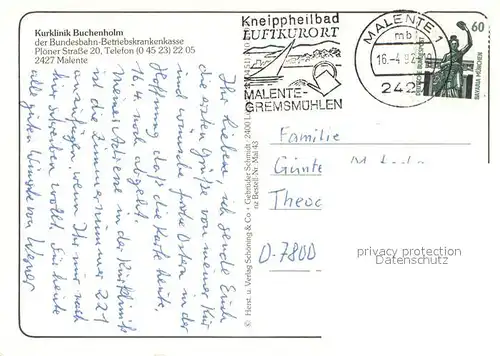 AK / Ansichtskarte Malente Gremsmuehlen Kurklinik Buchenholm Spielwiese Kegelbahn Hallenbad Speisesaal Malente Gremsmuehlen