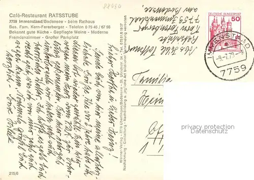 AK / Ansichtskarte Immenstaad_Bodensee Cafe Kern Ratsstube Immenstaad_Bodensee