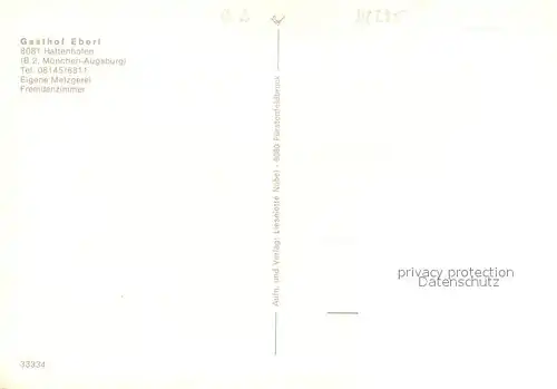 AK / Ansichtskarte Hattenhofen_Fuerstenfeldbruck Gasthof Eberl Hattenhofen