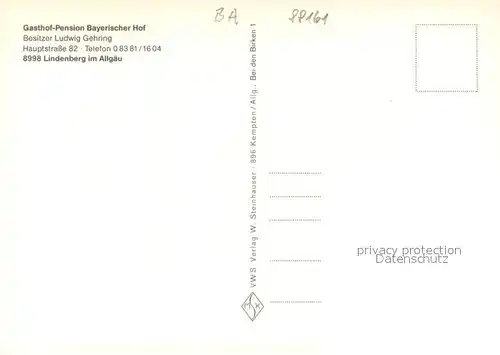 AK / Ansichtskarte Lindenberg_Allgaeu Gasthof Pension Bayerischer Hof Lindenberg Allgaeu