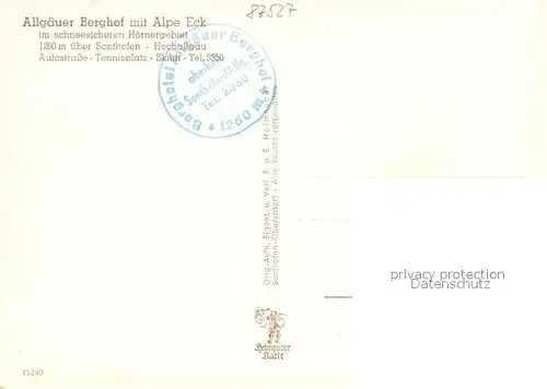 AK / Ansichtskarte Sonthofen_Oberallgaeu Allgaeuer Berghof mit Alpe Eck Sonthofen Oberallgaeu