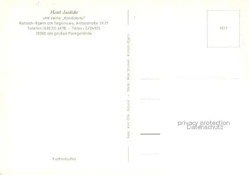 AK / Ansichtskarte Rottach Egern Hotel Jaedicke Kuchentheke Rottach Egern