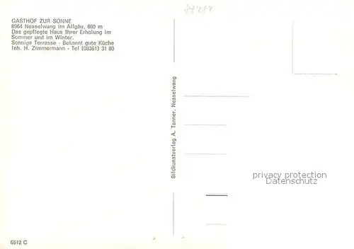 AK / Ansichtskarte Nesselwang Gasthof zur Sonne Gastraeume Terrasse Nesselwang