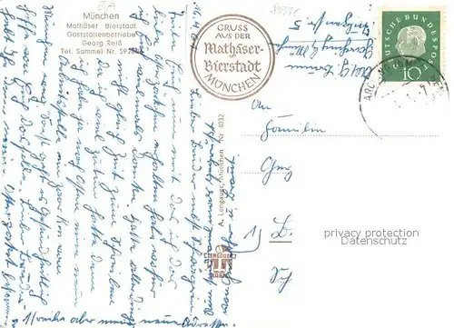 AK / Ansichtskarte Muenchen Mathaeser Bierstadt Gaststaettenbetrieb Details Muenchen