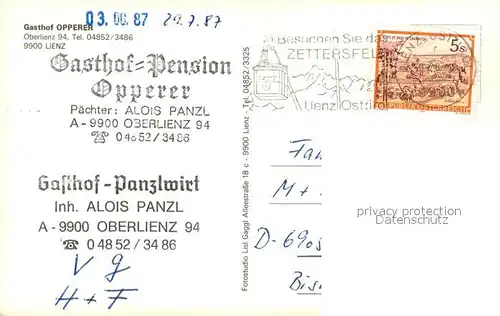AK / Ansichtskarte Oberlienz Gasthof Pension Opperer Oberlienz