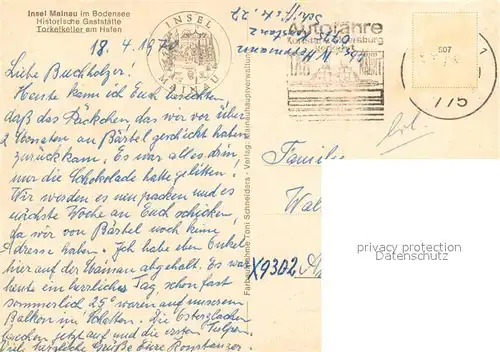 AK / Ansichtskarte Insel_Mainau Historische Gaststaette Torkelkeller am Hafen Gastraum Insel Mainau