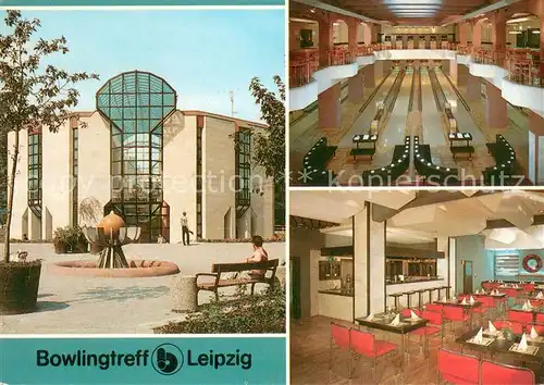 AK / Ansichtskarte Leipzig Bowlingtreff Restaurant Bowlingbahn Billardgallerie Messestadt Leipzig