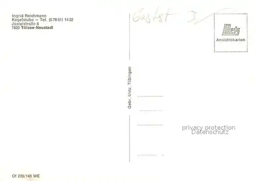 AK / Ansichtskarte Titisee Neustadt Reichmann s Kegelstube Gaststaette Kegelbahnen Titisee Neustadt