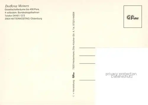 AK / Ansichtskarte Hatterwuesting Dorfkrug Meiners Gesellschaftsraum Restaurant Kegelbahnen Hatterwuesting