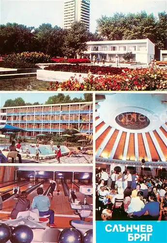 AK / Ansichtskarte Slantschev_Brjag Bowling Park Pool Saal Bowling Center Gastraum Slantschev_brjag