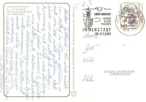 AK / Ansichtskarte Immenstadt_Allgaeu Gasthof Hotel Krone Gastraeume Immenstadt_Allgaeu