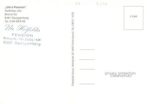 AK / Ansichtskarte Georgenberg_Oberpfalz Utes Pension Gaststube Zimmer Georgenberg Oberpfalz