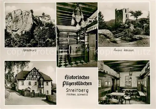 AK / Ansichtskarte Streitberg_Oberfranken Streitburg Ruine Neideck Historisches Pilgerstuebchen Gaststube Streitberg Oberfranken