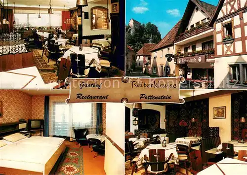 AK / Ansichtskarte Pottenstein_Oberfranken Gasthof Restaurant Reiterklause Gastraeume Zimmer Pottenstein_Oberfranken
