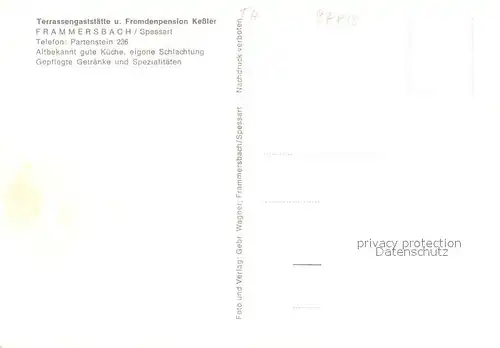 AK / Ansichtskarte Frammersbach Terrassengaststaette Kessler Gaststube Panorama Frammersbach