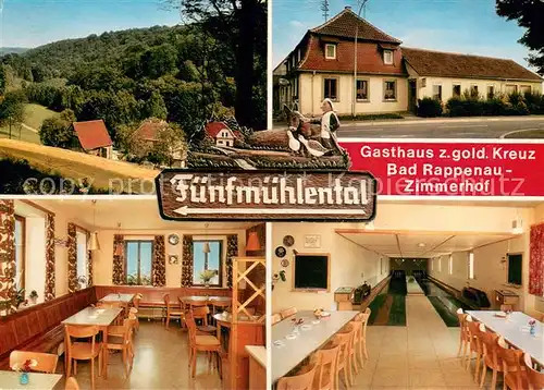 AK / Ansichtskarte Bad_Rappenau Gasthaus zum Goldenen Kreuz Fuenfmuehlental Gaststube Kegelbahn Bad_Rappenau