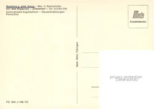 AK / Ansichtskarte Bad_Rappenau Gasthaus zum Goldenen Kreuz Fuenfmuehlental Gaststube Kegelbahn Bad_Rappenau