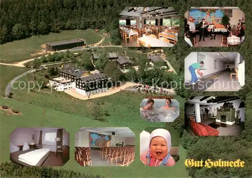 AK / Ansichtskarte Ihmert Gut Holmecke Fliegeraufnahme Gastraeume Zimmer Kegelbahn Pool Ihmert