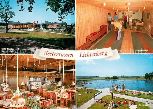AK / Ansichtskarte Lichtenberg_Oberfranken Cafe Restaurant Seeterrassen Kegelbahn Gaststube Terrasse Lichtenberg Oberfranken