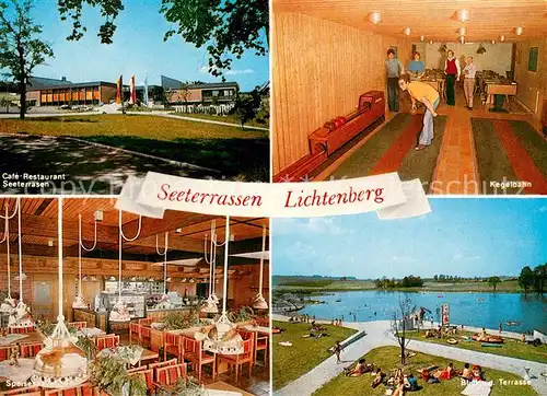 AK / Ansichtskarte Lichtenberg_Oberfranken Cafe Restaurant Seeterrassen Kegelbahn Gastraum Terrasse Lichtenberg Oberfranken