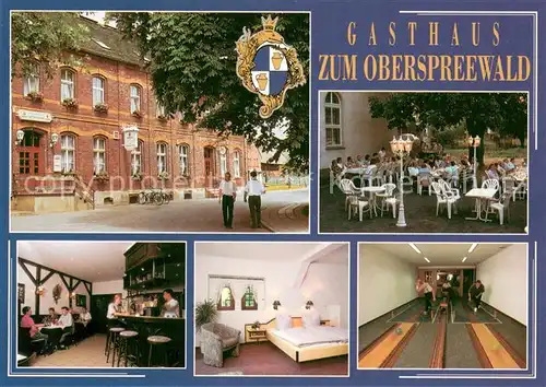 AK / Ansichtskarte Neu_Zauche Gasthaus zum Oberspreewald Bar Fremdenzimmer Kegelbahn Terrasse Neu_Zauche