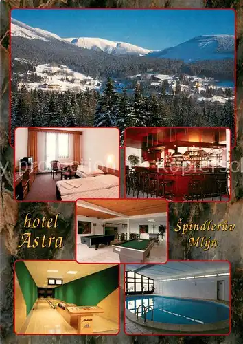 AK / Ansichtskarte Spindleruv_Mlyn_Spindlermuehle Hotel Astra Billard Kegelbahn Hallenbad Winterpanorama Blick zu den Bergen Spindleruv_Mlyn