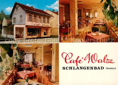 AK / Ansichtskarte Schlangenbad_Taunus Cafe Walz Gastraum Schlangenbad_Taunus