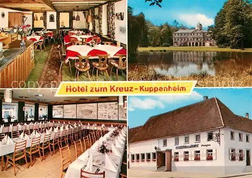 AK / Ansichtskarte Kuppenheim Hotel zum Kreuz im Murgtal Restaurant Gesellschaftsraum Partie am Wasser Kuppenheim