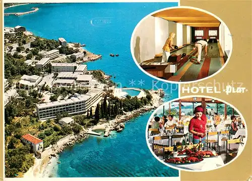 AK / Ansichtskarte Dubrovnik_Ragusa Hotel Plat Restaurant Kegelbahn Strand Kueste Fliegeraufnahme Dubrovnik Ragusa
