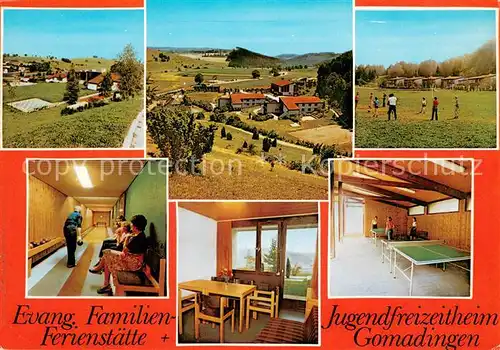 AK / Ansichtskarte Gomadingen Familien Ferienstaette und Jugendfreizeitheim Kegelbahn Tischtennis Landschaftspanorama Gomadingen
