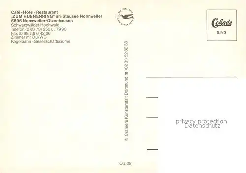 AK / Ansichtskarte Otzenhausen_Saar Cafe Hotel Restaurant Zum Hunnenring Terrasse Kegelbahn Otzenhausen Saar