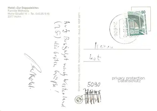 AK / Ansichtskarte Hohn_Holstein Hotel Zur Doppeleiche Restaurant Kegelbahn Hohn_Holstein