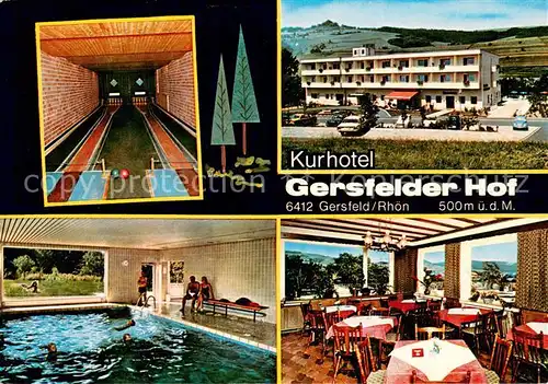 AK / Ansichtskarte Gersfeld_Rhoen Kurhotel Gersfelder Hof Restaurant Hallenbad Kegelbahn Gersfeld Rhoen