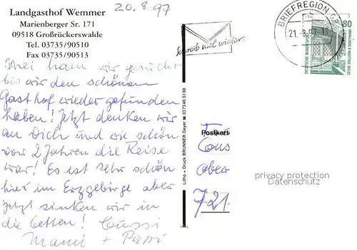 AK / Ansichtskarte Grossrueckerswalde Landgasthof Wemmer Restaurant Kegelbahnen Landschaftspanorama Grossrueckerswalde