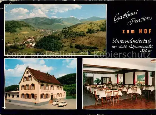 AK / Ansichtskarte Untermuenstertal Gasthaus Pension zum Hof Restaurant Landschaftspanorama Schwarzwald Untermuenstertal