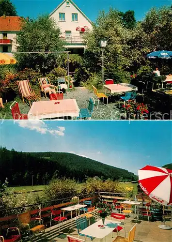 AK / Ansichtskarte Steinwiesen Pension Muehlhans im Frankenwald Garten Terrasse Steinwiesen