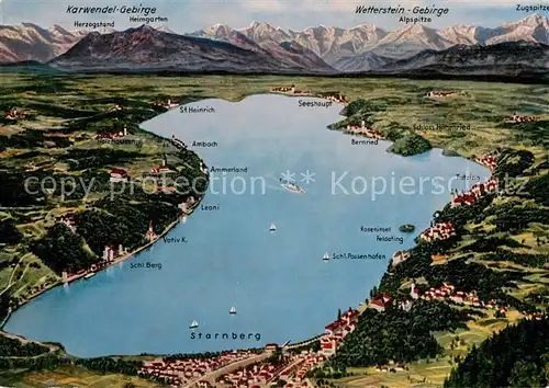 AK / Ansichtskarte Starnbergersee Fliegeraufnahme Starnbergersee