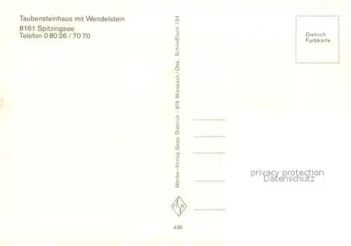 AK / Ansichtskarte Spitzingsee Taubensteinhaus mit Wendelstein Spitzingsee