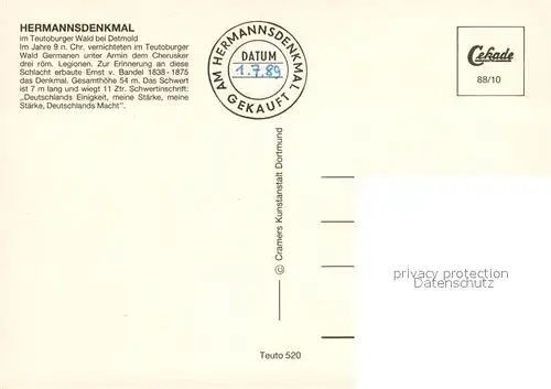 AK / Ansichtskarte Teutoburgerwald Hermannsdorf Liedtext Als die Roemer frech geworden Teutoburgerwald