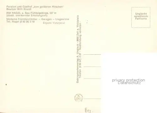 AK / Ansichtskarte Nagel_Oberfranken Gasthof Pension Zum goldenden Hirschen Gastraum Nagel Oberfranken