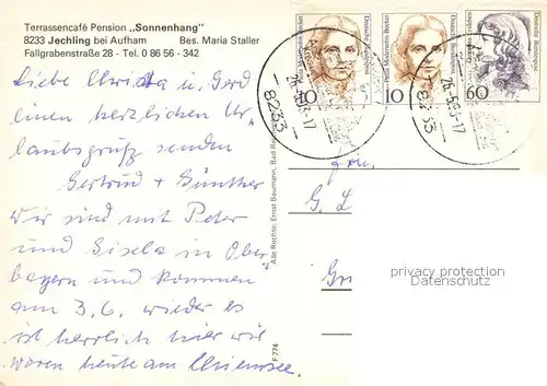 AK / Ansichtskarte Jechling Terrassen Cafe Pension Sonnenhang Panorama Alpen Jechling