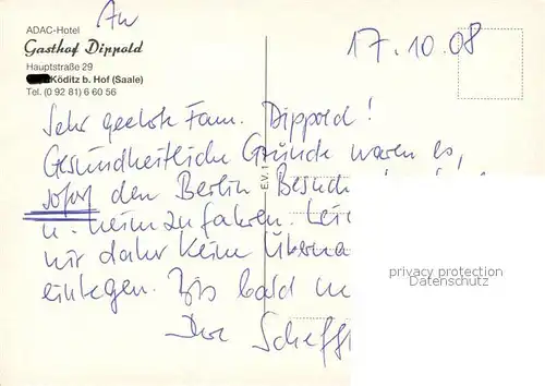 AK / Ansichtskarte Koeditz_Oberfranken ADAC Hotel Gasthof Dippold Kirche Uferpartie an der Saale Koeditz Oberfranken