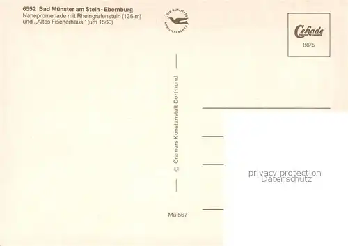 AK / Ansichtskarte Bad_Muenster_Stein_Ebernburg Nahepromenade mit Rheingrafenstein Altes Fischerhaus Bad_Muenster