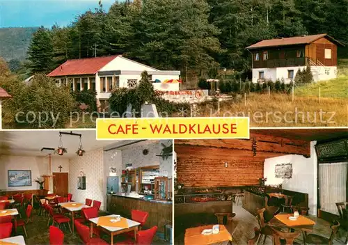AK / Ansichtskarte Schwabthal Cafe Waldklause Gastraum Terrasse Schwabthal