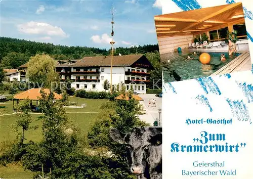 AK / Ansichtskarte Geiersthal_Regen Hotel Gasthof Zum Kramerwirt im Bayerischen Wald Hallenbad Geiersthal_Regen