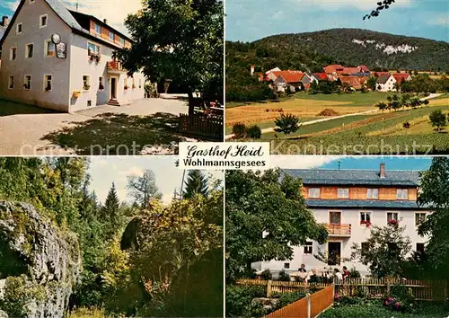 AK / Ansichtskarte Wohlmannsgesees Gasthof Heid Ortsansicht Natur Felsen Fraenkische Schweiz Wohlmannsgesees