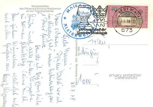 AK / Ansichtskarte Maikammer Totenkopf Haus Waldgaststaette des Pfaelzerwaldvereins an der Totenkopfstrasse Maikammer