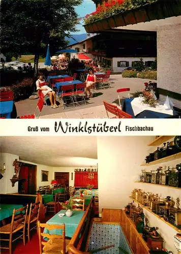 AK / Ansichtskarte Fischbachau Cafe Pension Winklstueberl Terrasse Gastraum Fischbachau