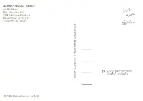AK / Ansichtskarte ueberberg_Heselbronn Gasthof Pension Hirsch imSchwarzwald ueberberg Heselbronn